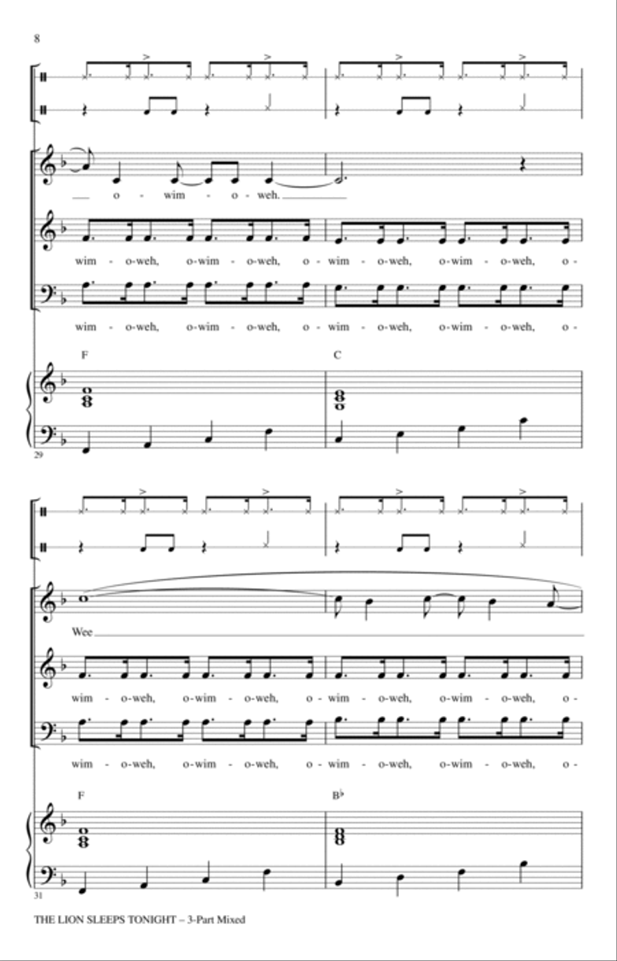 The Lion Sleeps Tonight The Lion Sleeps Tonight 3-Part scores gallery preview page 6