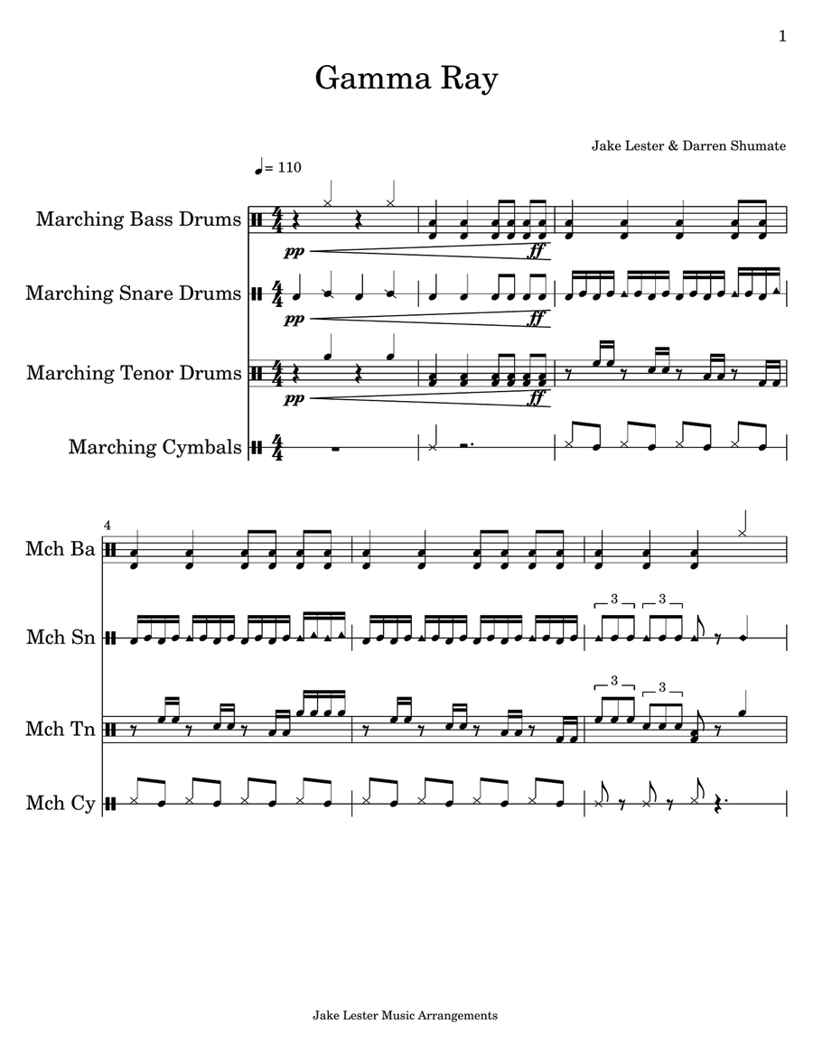 Gamma Ray (Cadence) Gamma Ray (Cadence) Percussion Ensemble scores gallery preview page 1
