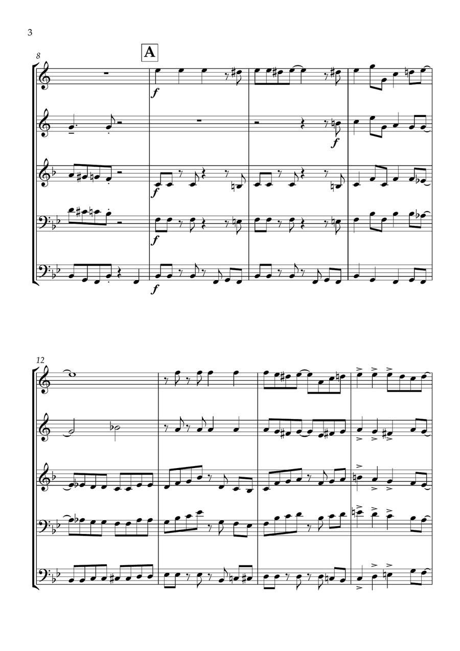 Jingle Bells - Jazz Arrangement for Brass Quartet Brass Quartet scores gallery preview page 4