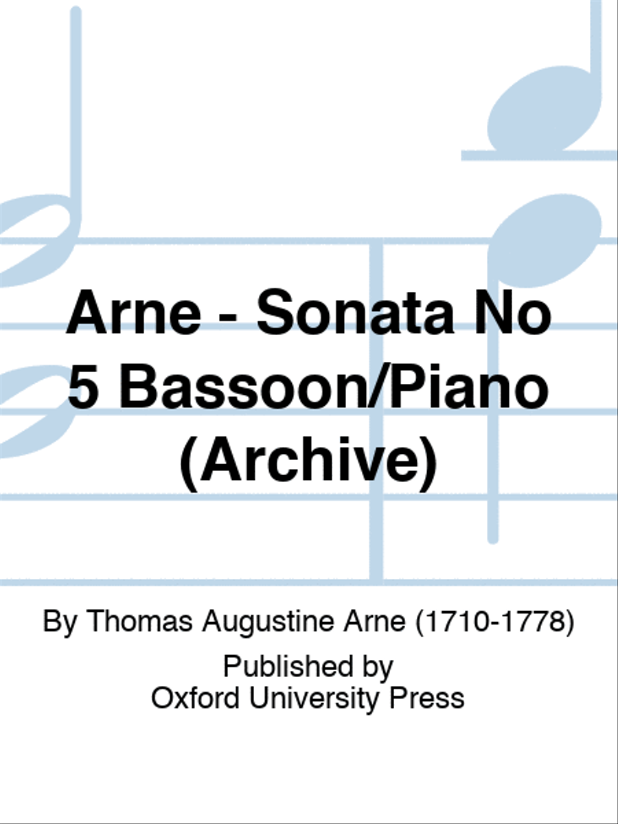 Arne - Sonata No 5 Bassoon/Piano (Archive) Bassoon Solo scores gallery preview page 1
