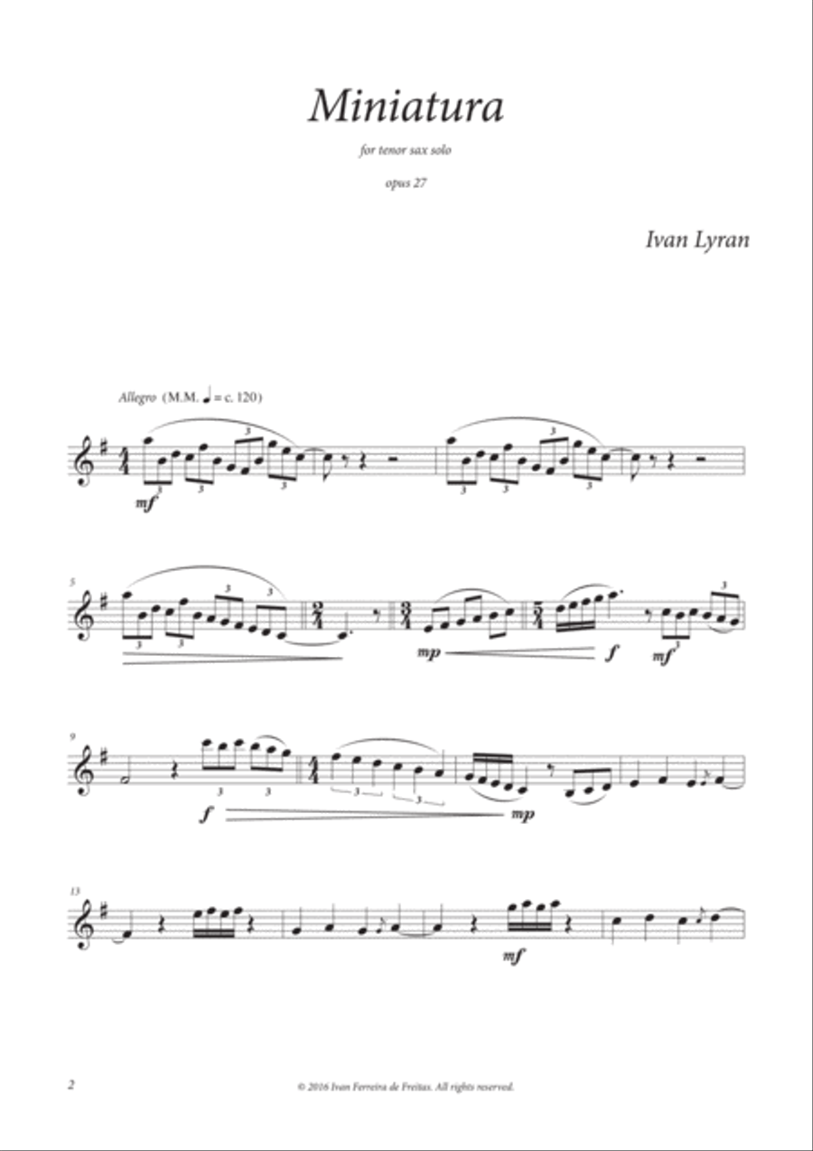 Miniatura para Sax Tenor Opus 27 Tenor Saxophone scores gallery preview page 3