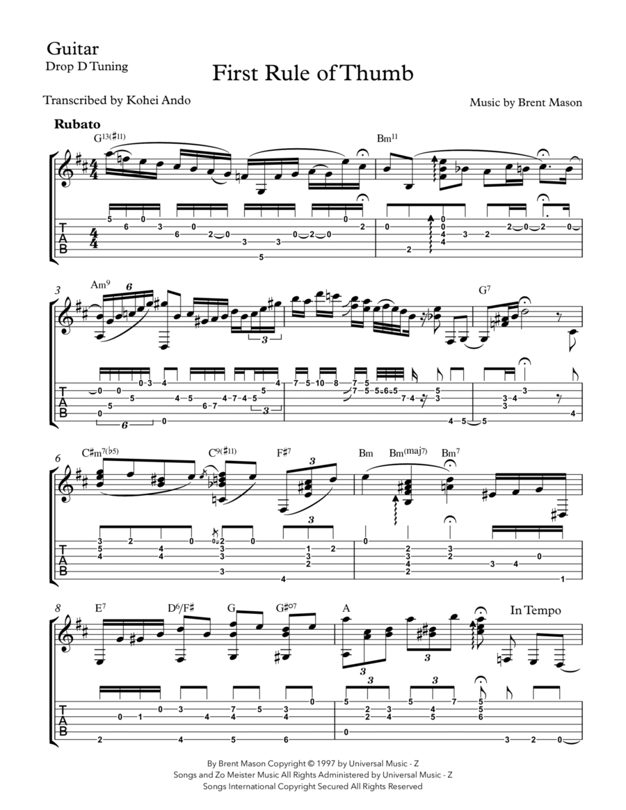 First Rule Of Thumb Electric Guitar scores gallery preview page 1