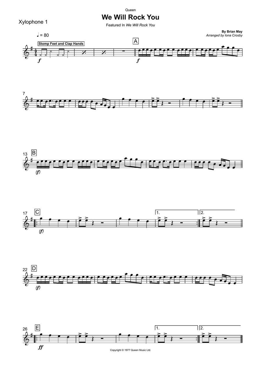 We Will Rock You Percussion Ensemble scores gallery preview page 5