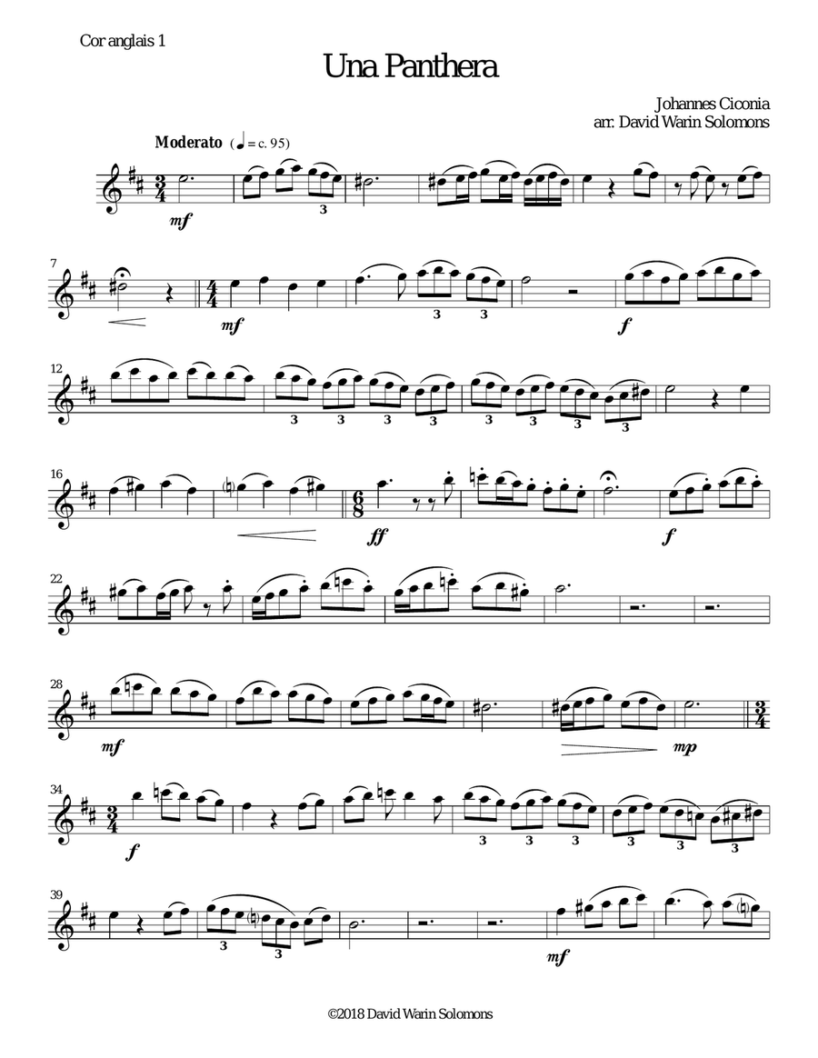 Una panthera in compagnia de Marte (A Panther in company of Mars) arranged for 3 cors anglais English Horn scores gallery preview page 5