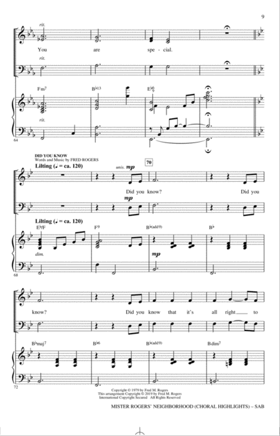 Mister Rogers' Neighborhood (Choral Highlights) (arr. Roger Emerson) 3-Part scores gallery preview page 8