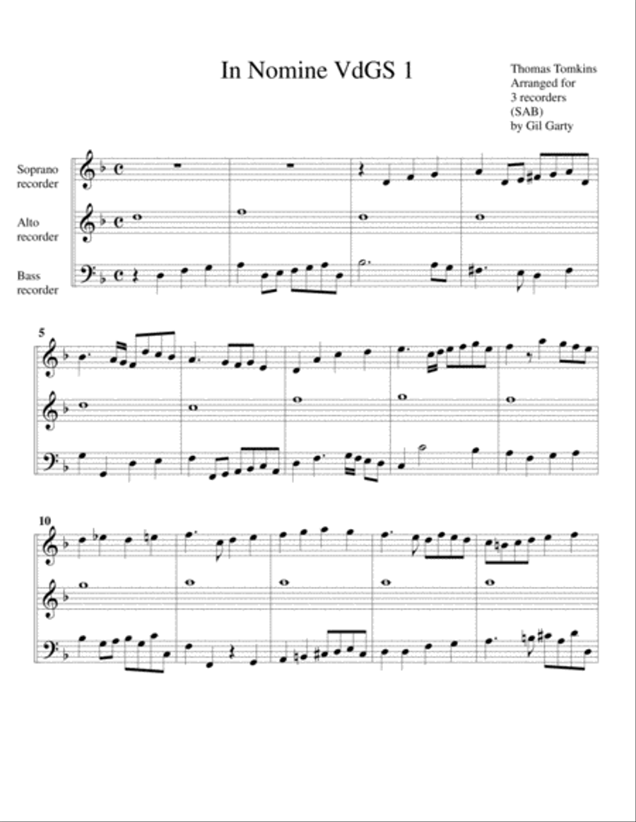 2 In Nomine & 14 Fantasies VdGS 1-16 (arrangements for 3 recorders) Recorder scores gallery preview page 3