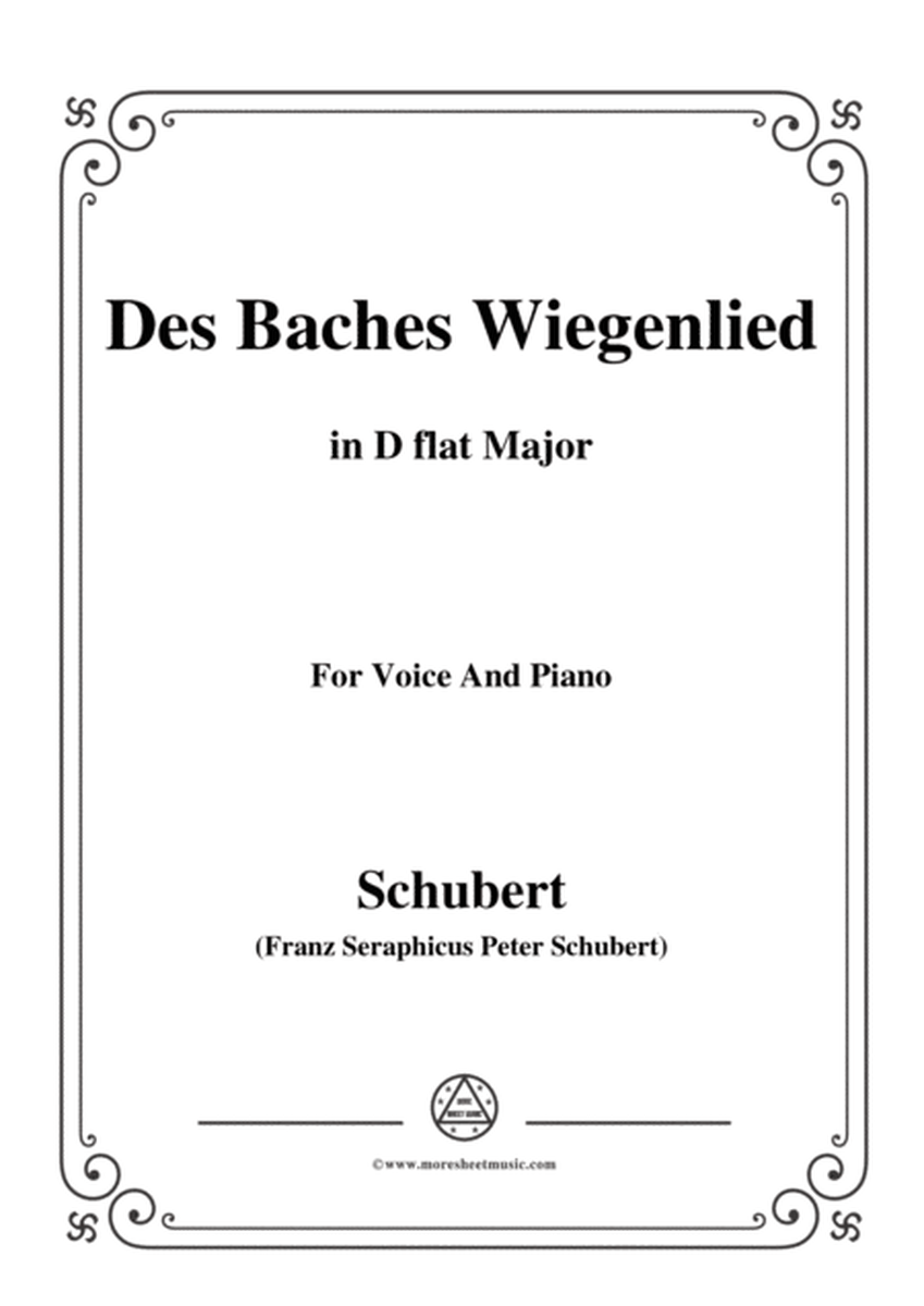 Schubert-Des Baches Wiegenlied,from 'Die Schöne Müllerin',Op.25 No.20,in D flat Major,for Voice&Piano image number null