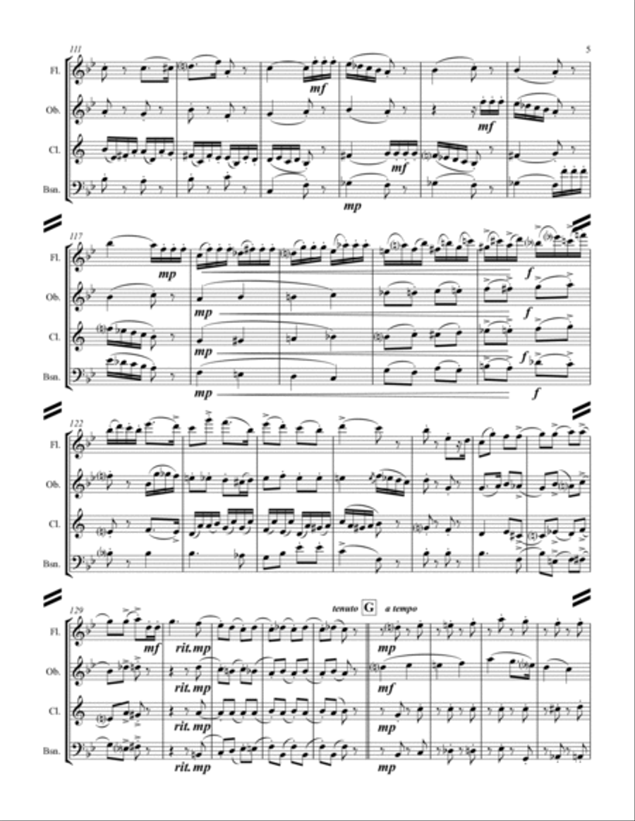 The Nutcracker Suite - 1. Ouverture miniature (for Woodwind Quartet) Woodwind Quartet scores gallery preview page 6