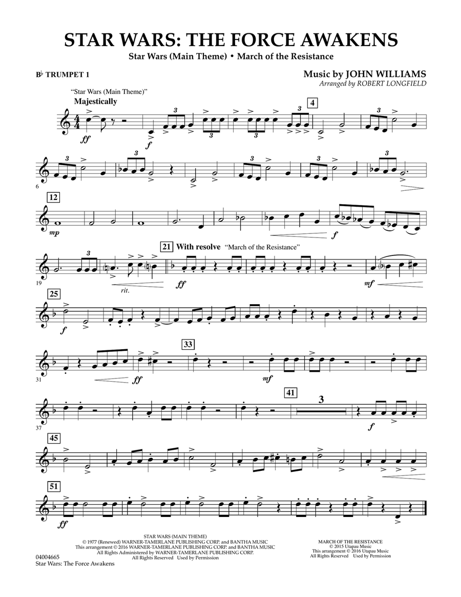 Star Wars: The Force Awakens - Bb Trumpet 1 Concert Band scores gallery preview page 1