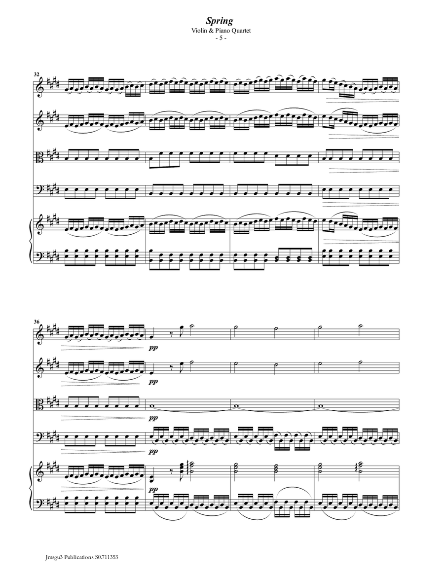 Vivaldi: Spring from the Four Seasons for Violin & Piano Quartet Piano Quartet scores gallery preview page 5