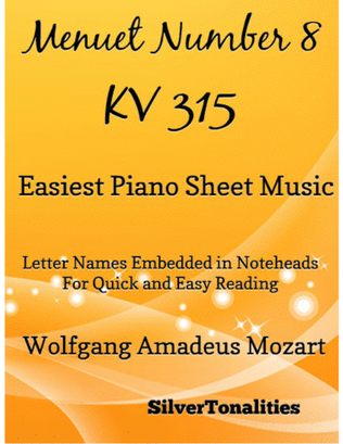 Menuet Number 8 KV 315 Easiest Piano Sheet Music