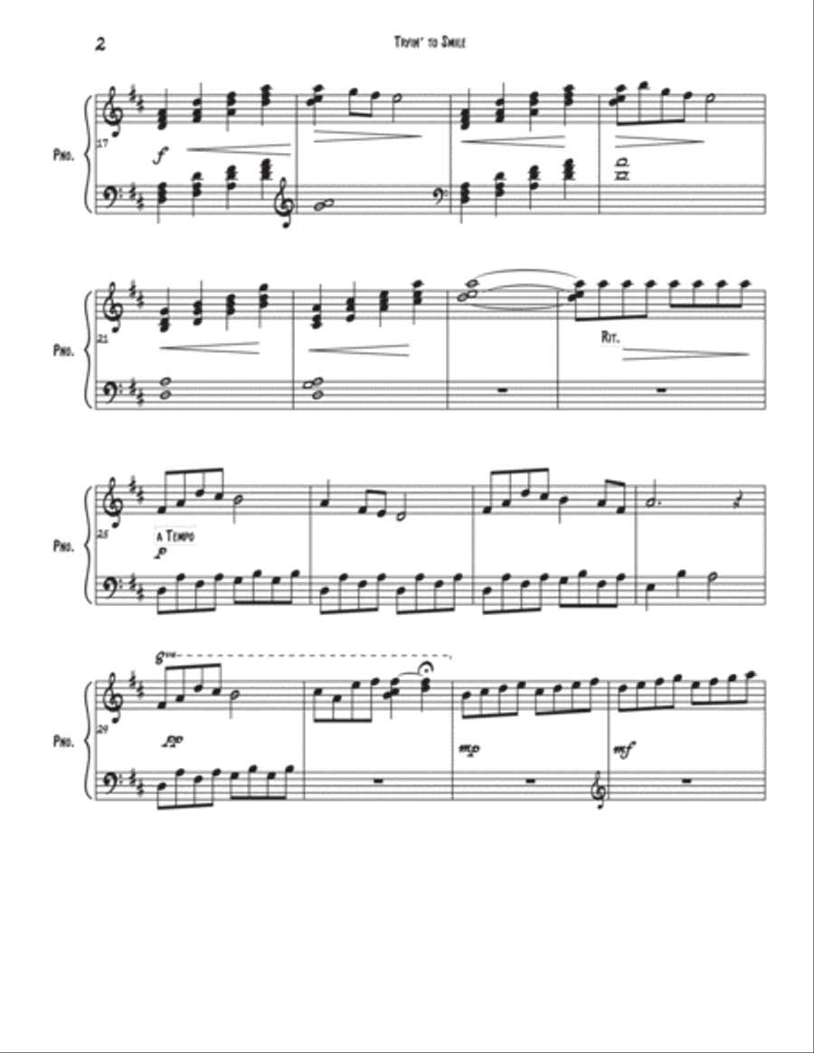 Tryin' to Smile Piano Solo scores gallery preview page 2