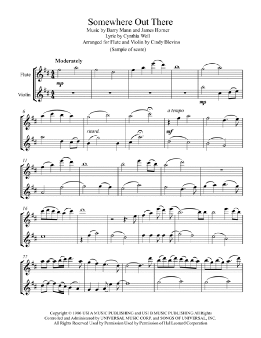 Somewhere Out There Somewhere Out There Flute scores gallery preview page 2