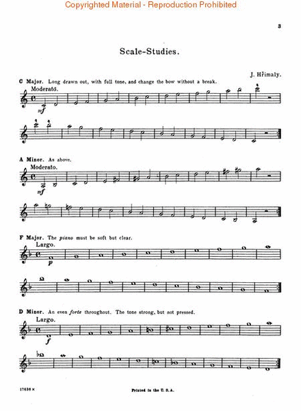 Scale Studies For The Violin by Jan Hrimaly Violin - Sheet Music