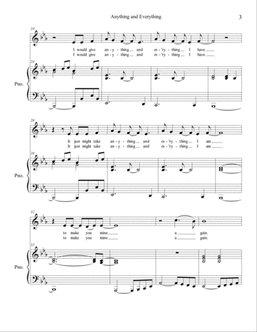 Anything and Everything (piano and voice) Voice scores gallery preview page 3