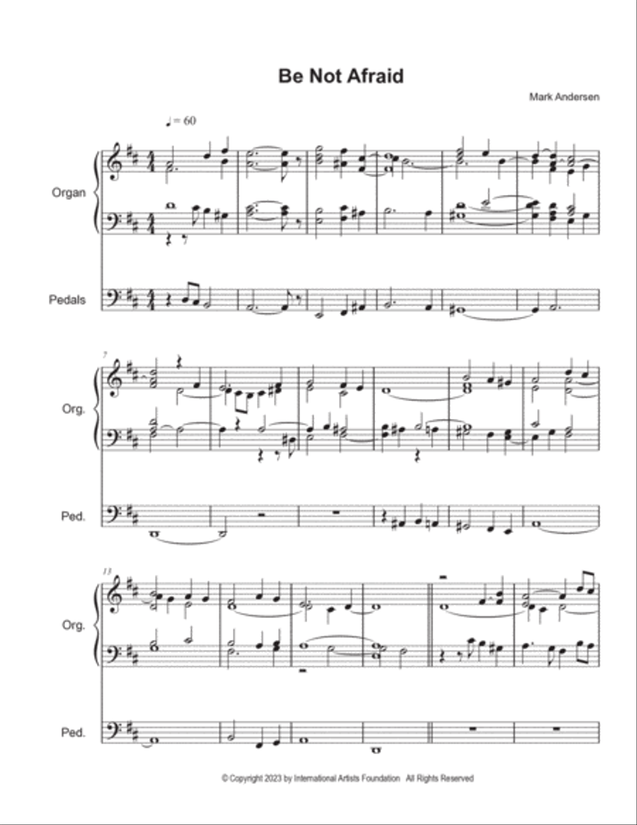 Be Not Afraid Choralprelude for organ solo by Mark Andersen Organ Solo scores gallery preview page 3