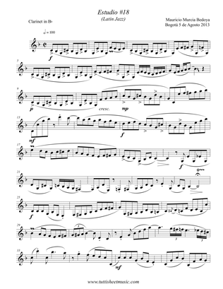 Etude #18 (Latin Jazz), for Solo Clarinet
