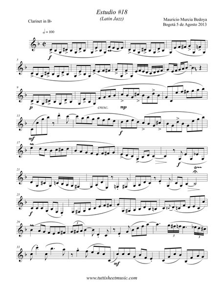 Etude #18 (Latin Jazz), for Solo Clarinet image number null