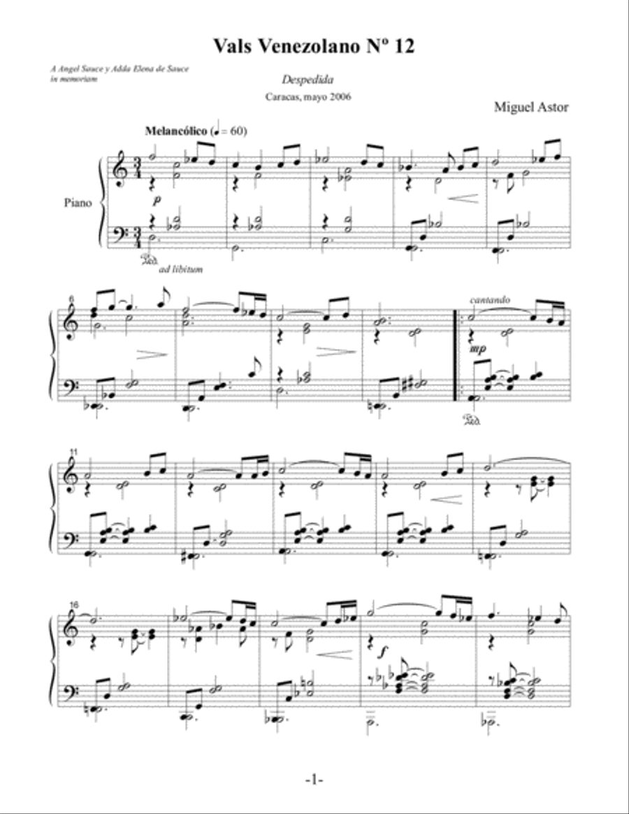 Despedida ("Farewell") - Venezuelan waltz Nº 12. image number null