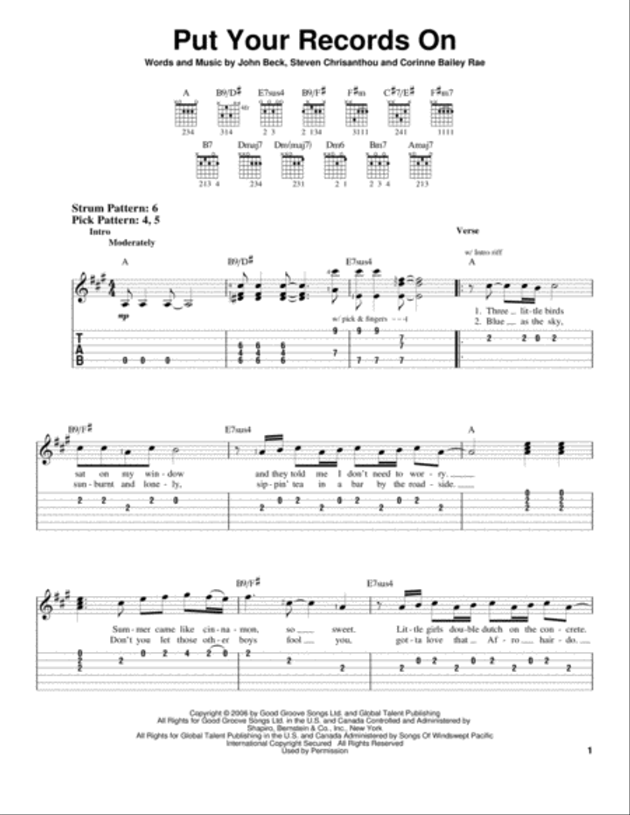 Put Your Records On Acoustic Guitar scores gallery preview page 1
