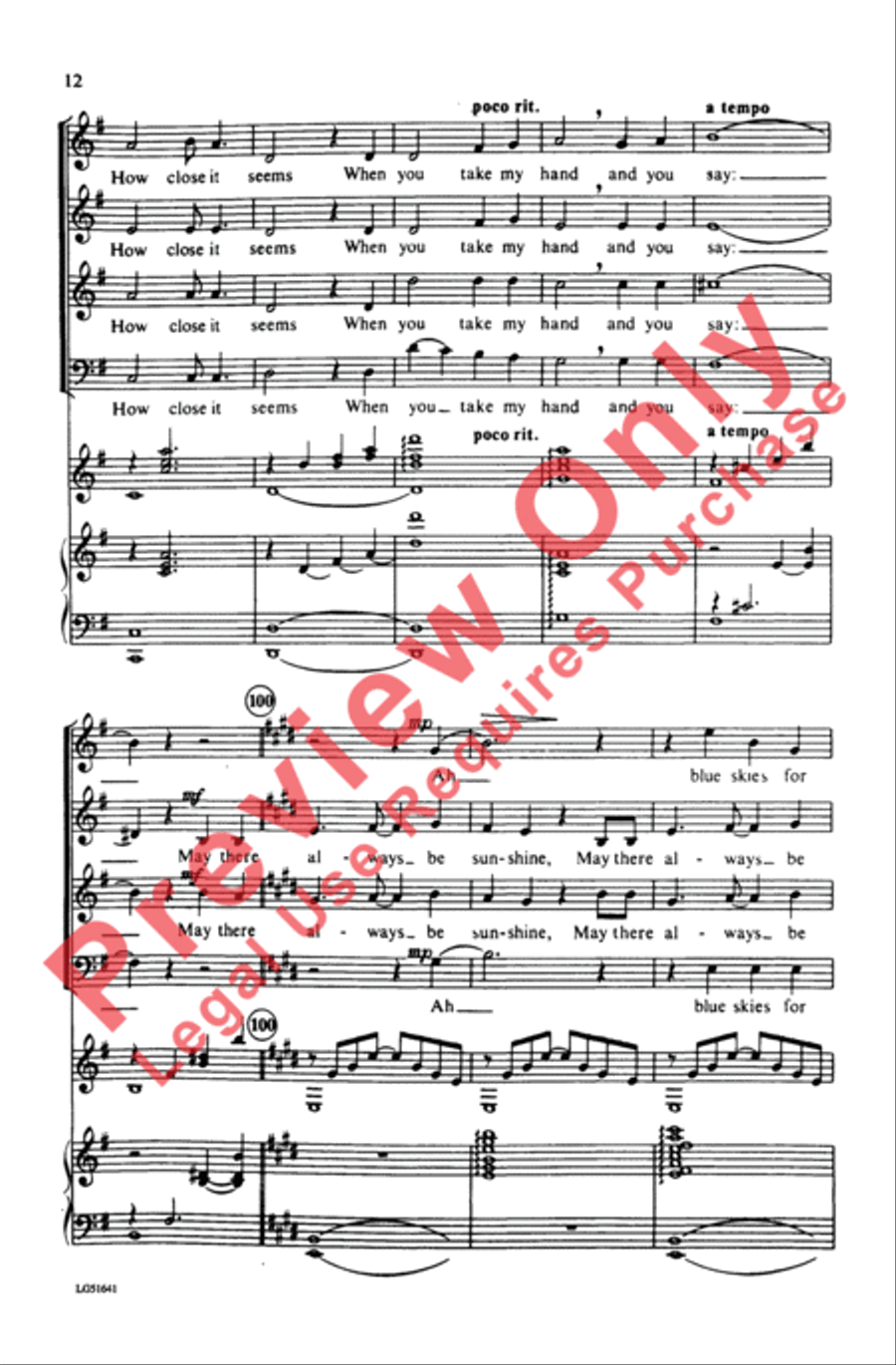 May There Always Be Sunshine 4-Part scores gallery preview page 12