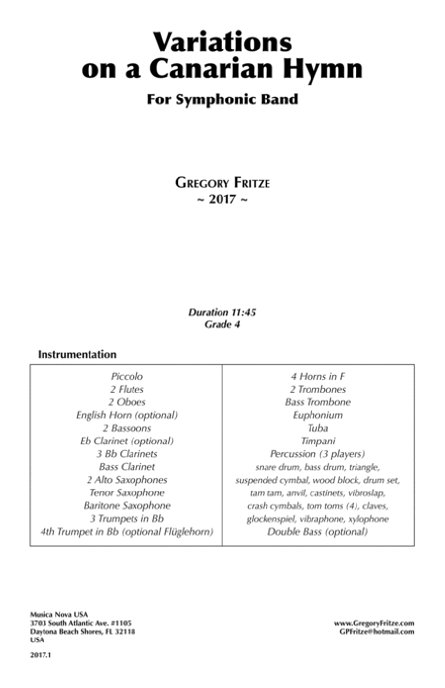 Variations on a Canarian Hymn Concert Band scores gallery preview page 3