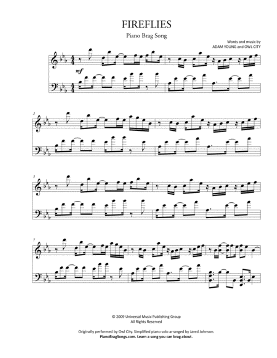 Fireflies Fireflies Piano Solo scores gallery preview page 1