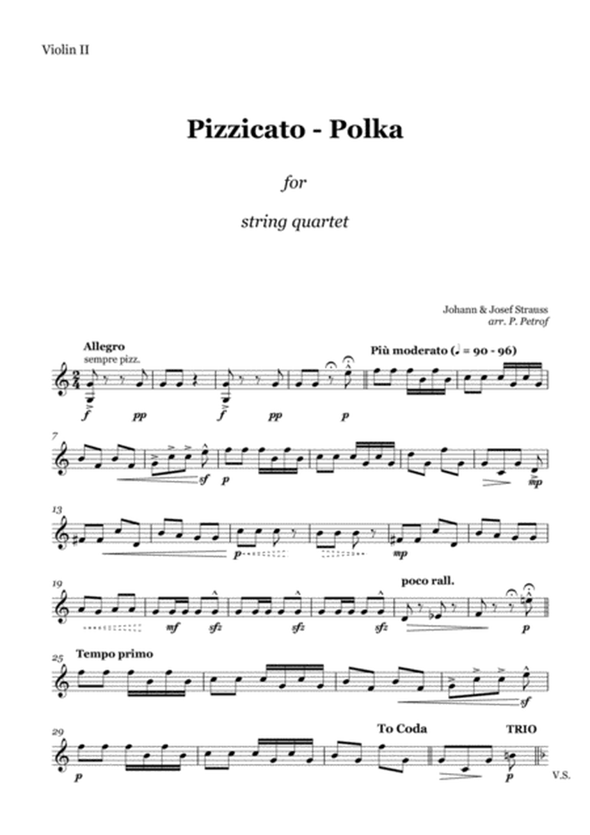 J. Straus - PIZZICATO POLKA - string quartet - score and parts image number null