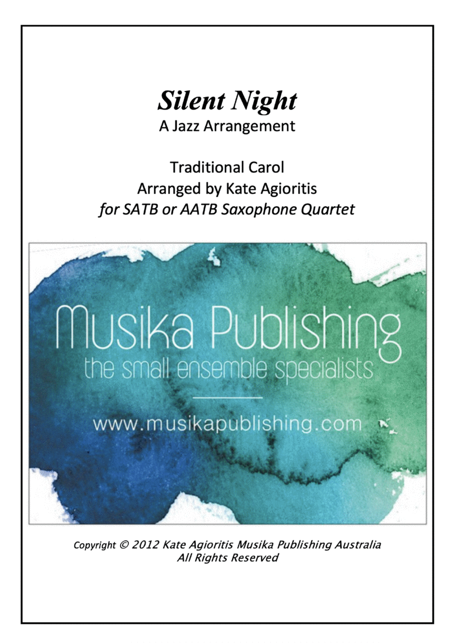 Silent Night - Jazz Carol for Saxophone Quartet Saxophone Quartet scores gallery preview page 1