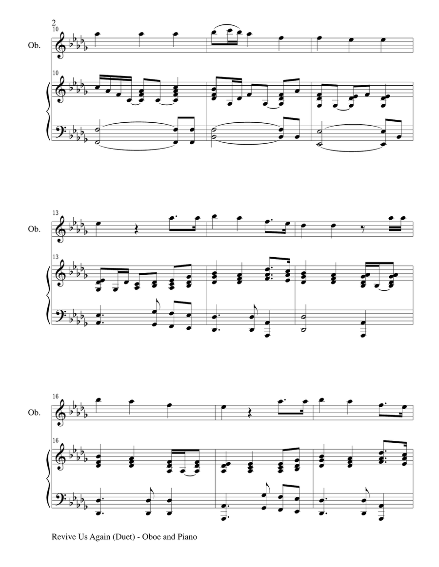 REVIVE US AGAIN (Duet – Oboe and Piano/Score and Parts) Woodwind Duet scores gallery preview page 2