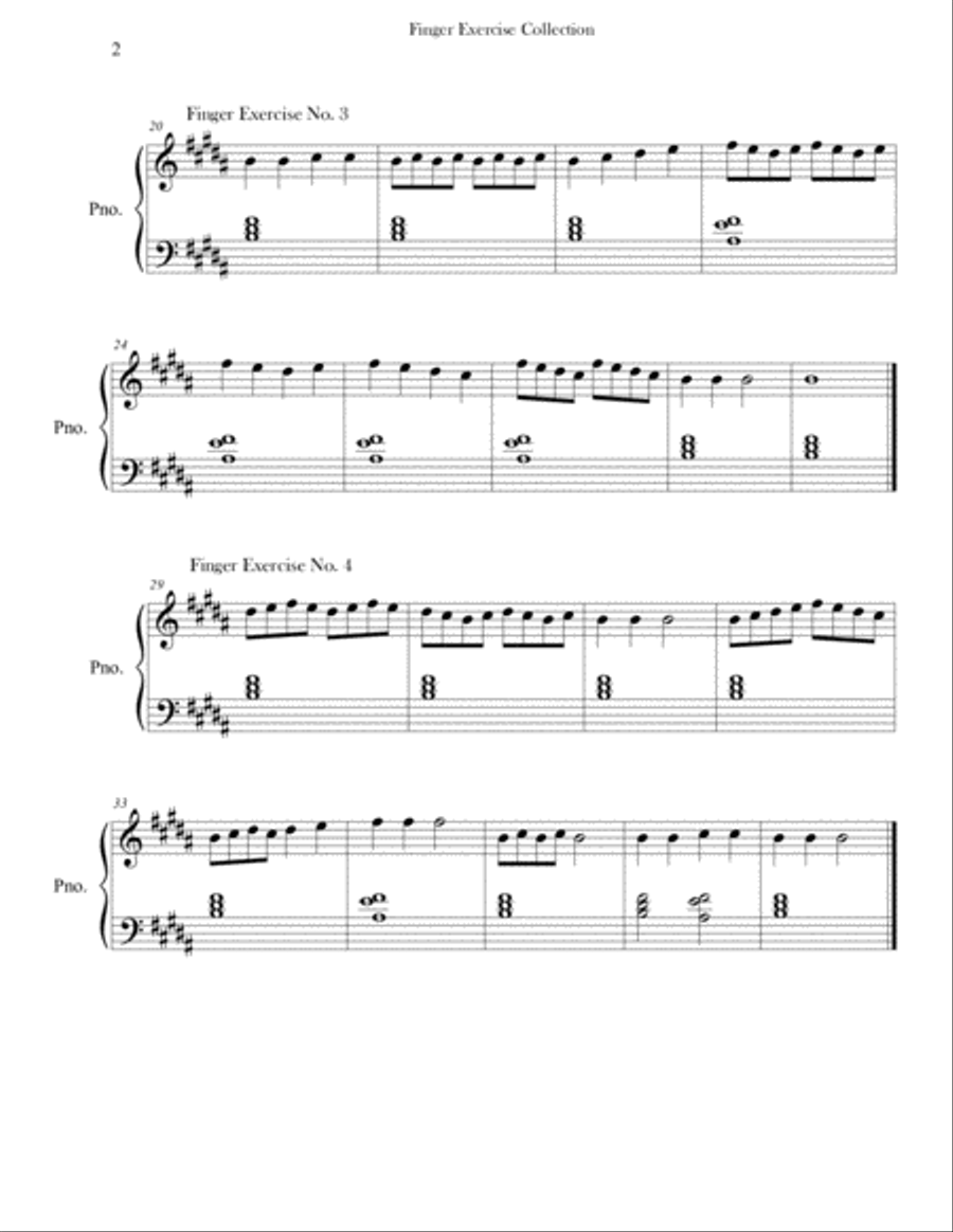 Finger Exercise Collection (24 exercises in B major) Piano Method scores gallery preview page 2