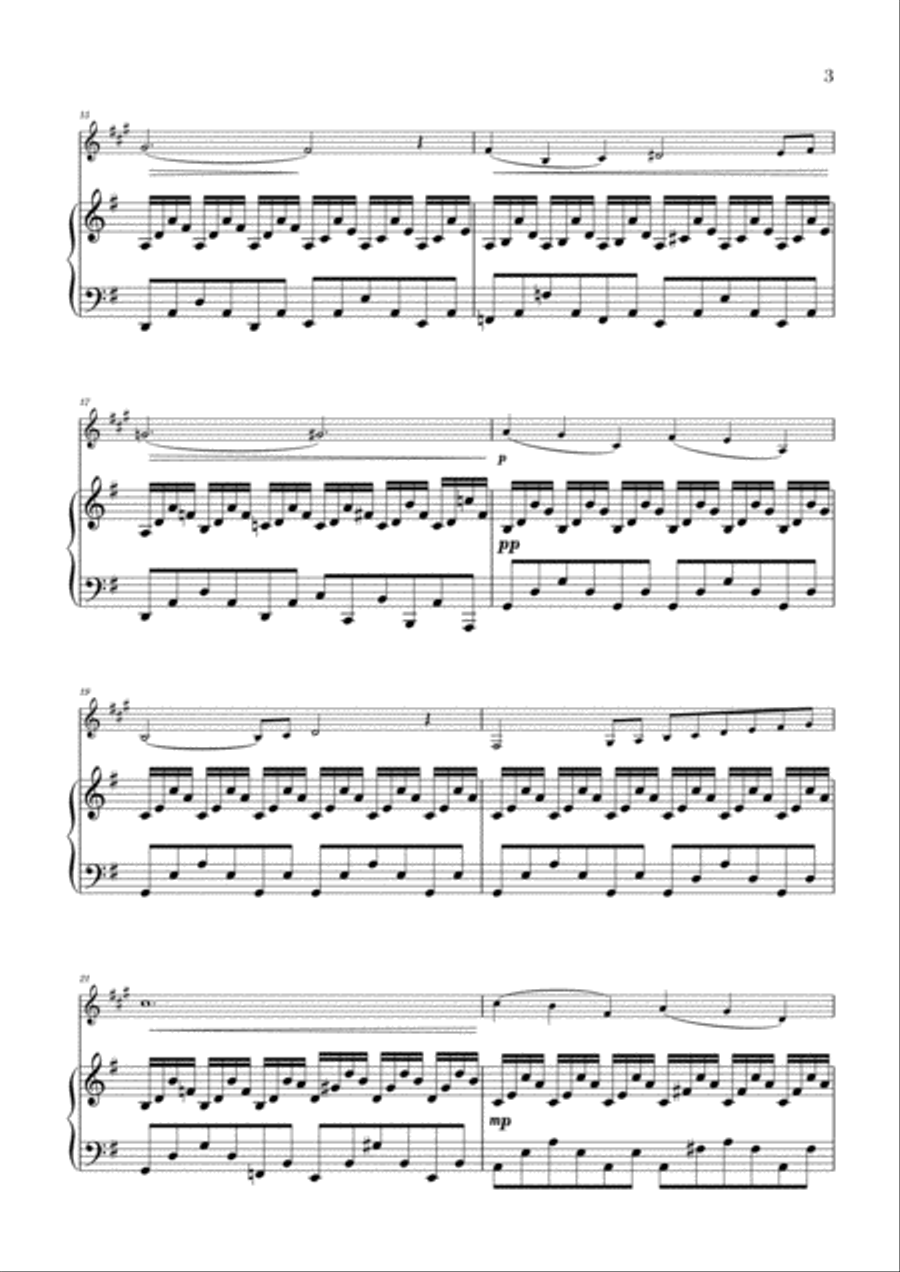 The Swan - Le Cygne (from the Carnival of the Animals) for Clarinet in Bb and Piano B-Flat Clarinet scores gallery preview page 3