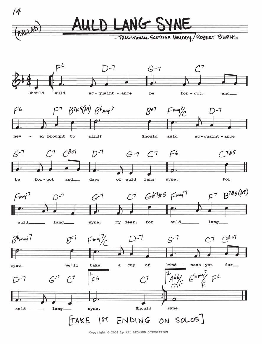 Auld Lang Syne Auld Lang Syne Voice scores gallery preview page 1