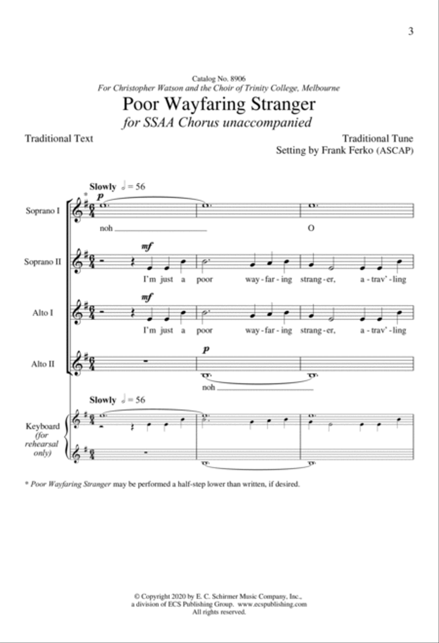 Poor Wayfaring Stranger SSAA scores gallery preview page 2