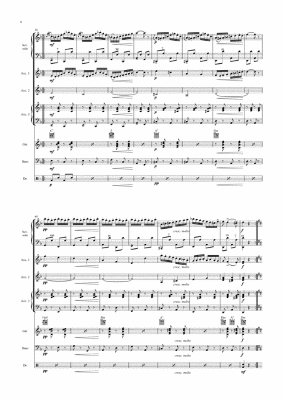 Monti: Czardas (Accordian solo with Accordian Orchestra) Bass Voice scores gallery preview page 4