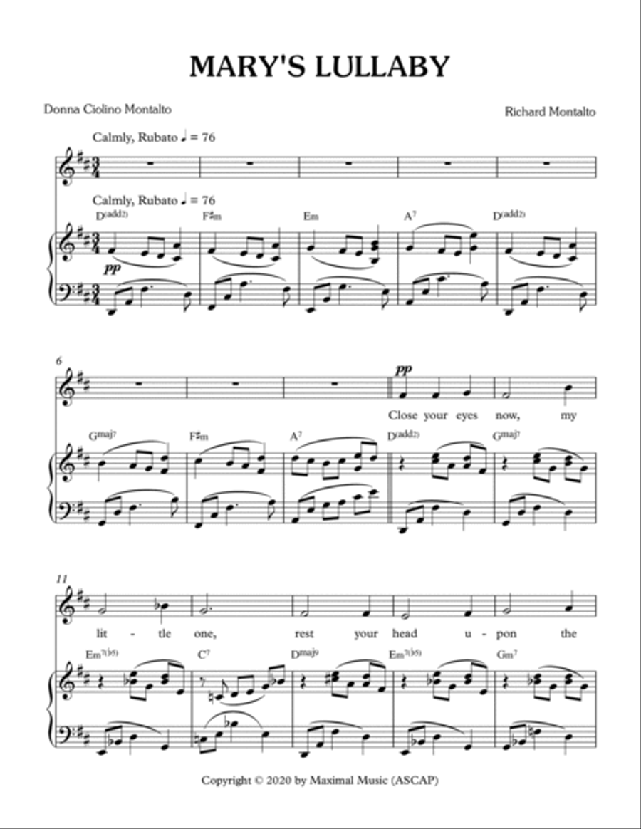 Mary's Lullaby Mary's Lullaby SA scores gallery preview page 2