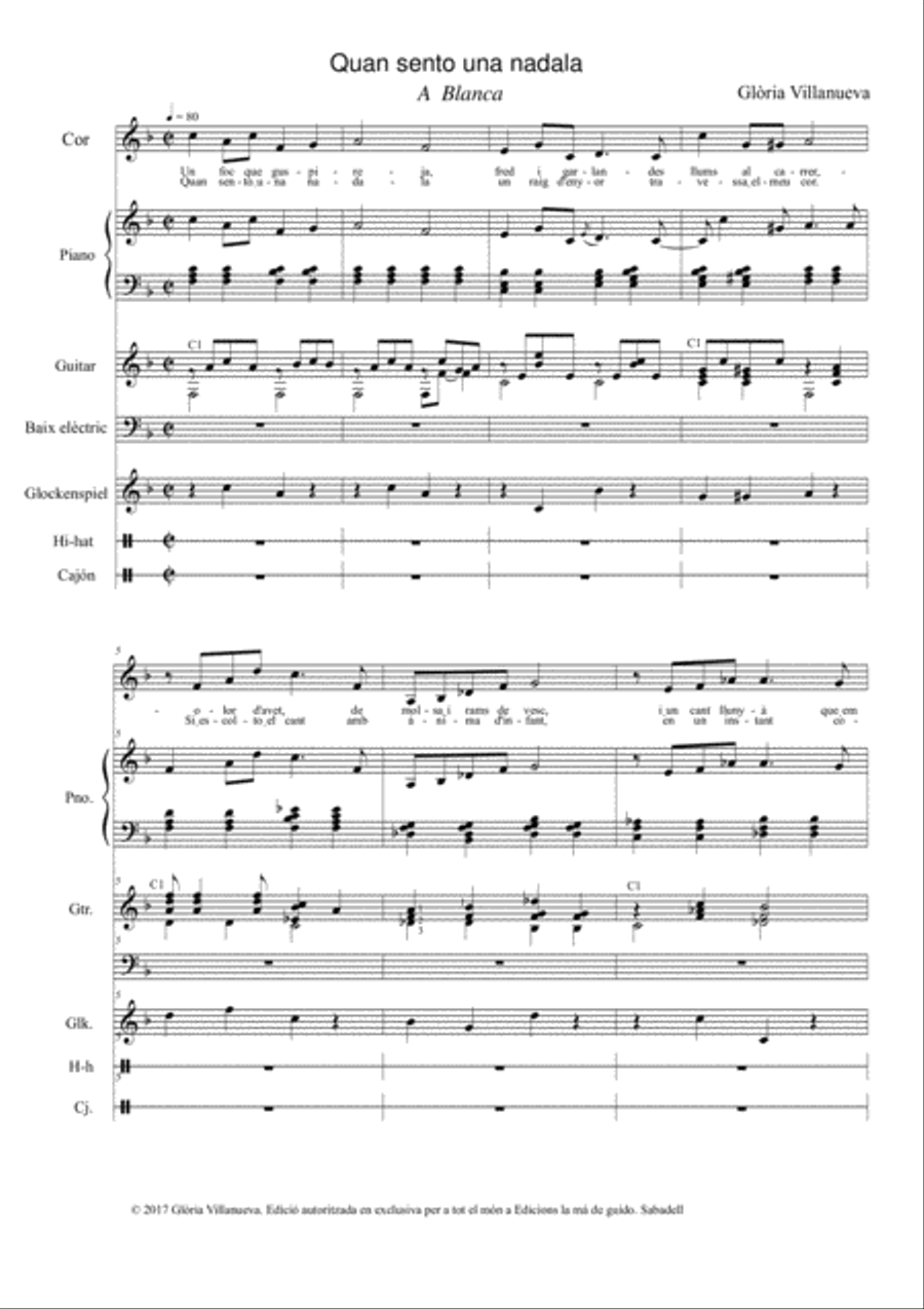Quan sento una nadala Unison Choir scores gallery preview page 5