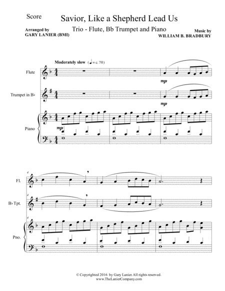 SAVIOR, LIKE A SHEPHERD LEAD US (Trio – Flute, Bb Trumpet & Piano with Parts) image number null