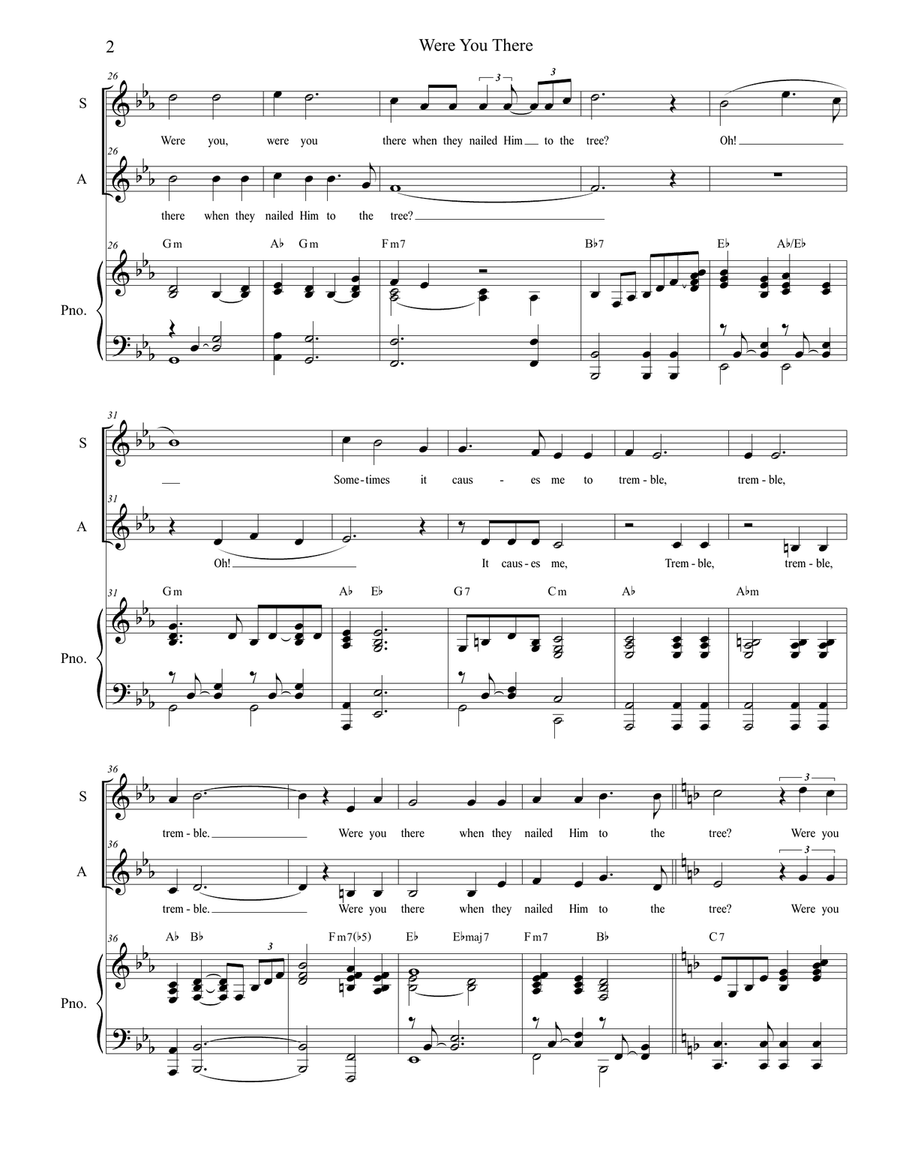 Were You There (for 2-part choir - (SA) SA scores gallery preview page 2