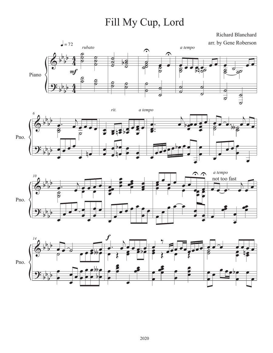 Fill My Cup Lord Piano Solo Advanced Piano Solo scores gallery preview page 2