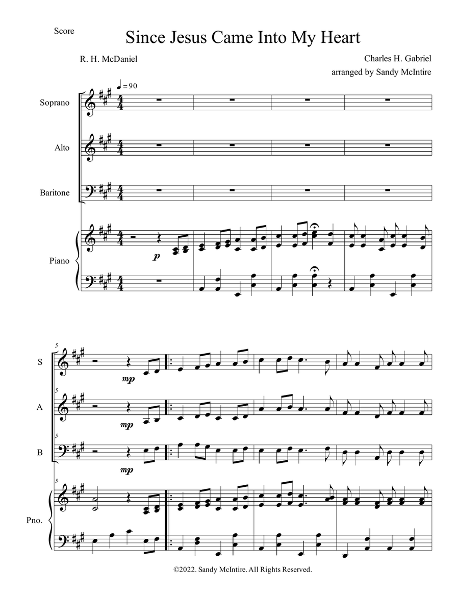 Since Jesus Came Into My Heart 3-Part scores gallery preview page 1