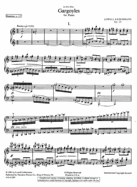 Gargoyles by Lowell Liebermann Piano Solo - Sheet Music