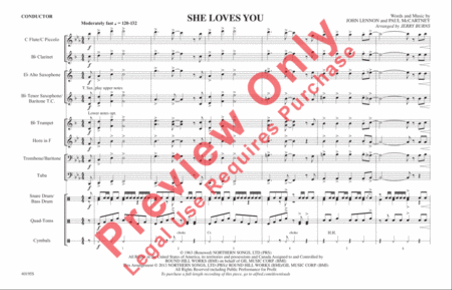She Loves You She Loves You Marching Band scores gallery preview page 2