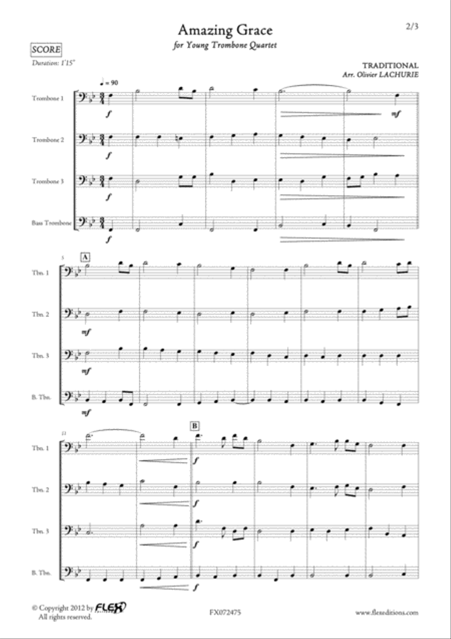 Amazing Grace Trombone Quartet scores gallery preview page 2
