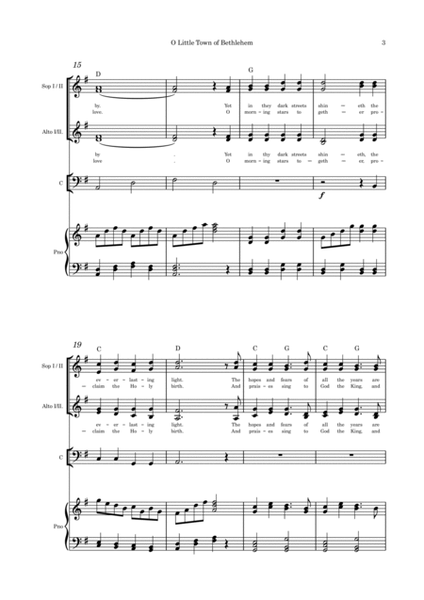 O Little Town of Bethlehem - SSAA Cello and Piano image number null