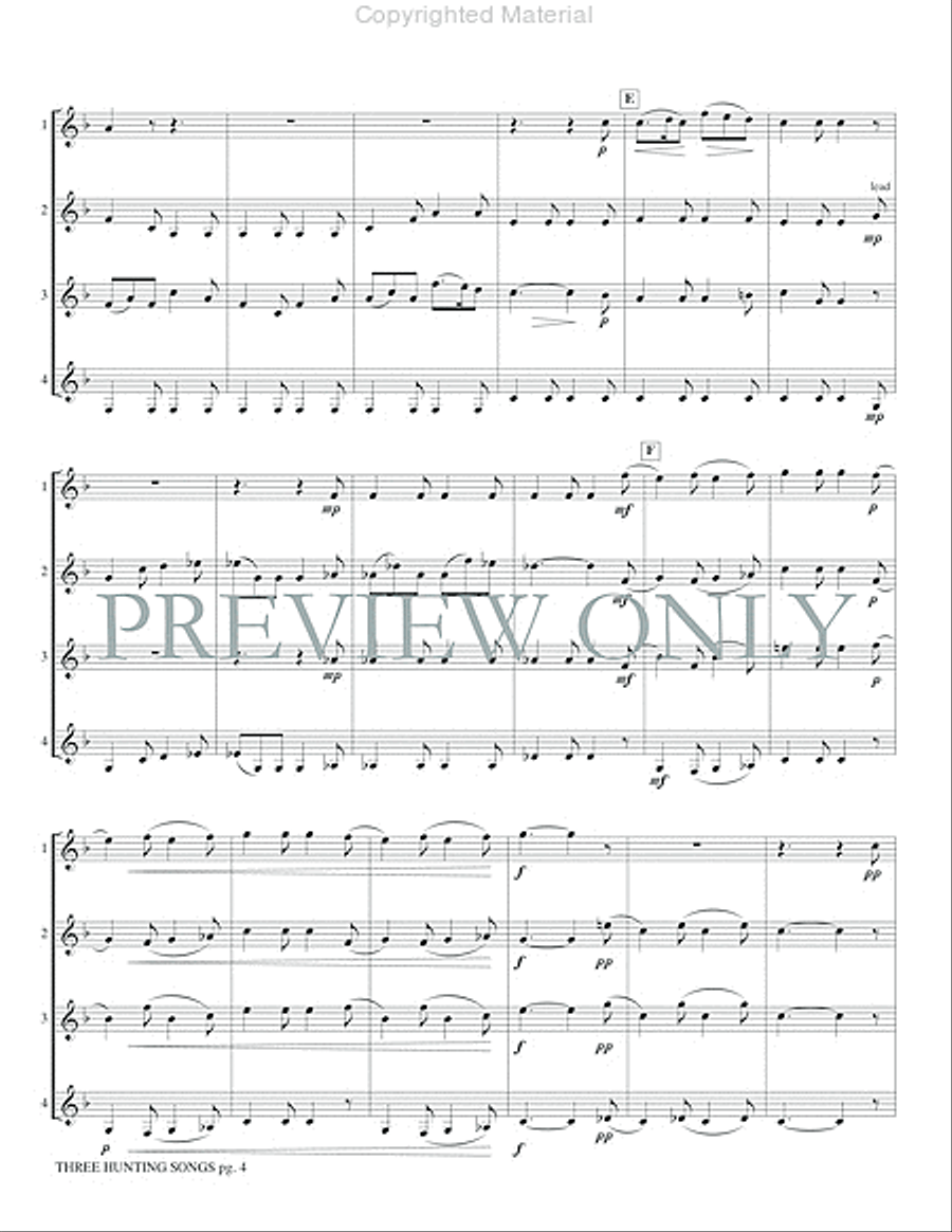 Three Hunting Songs French Horn Quartet scores gallery preview page 6