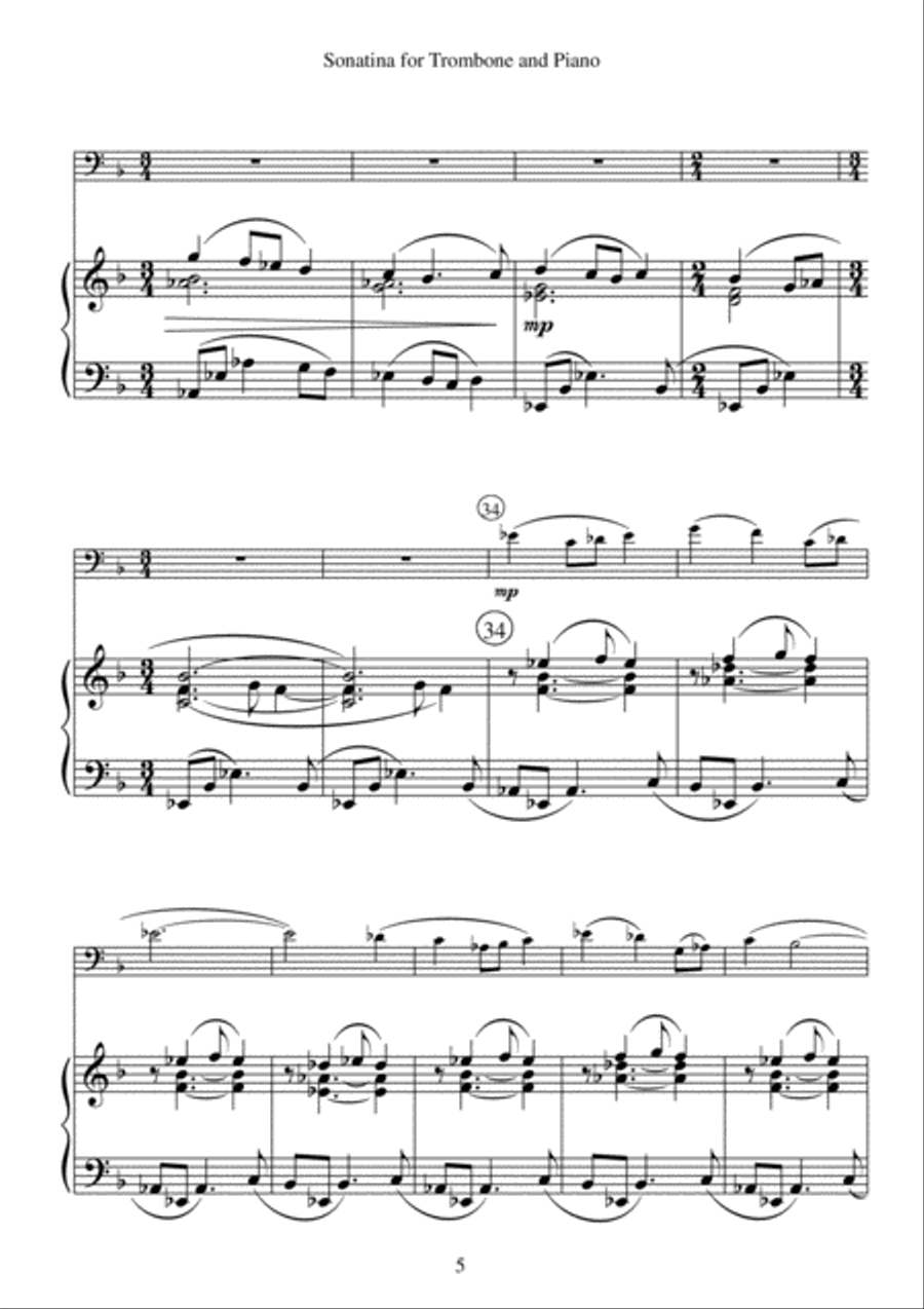 Sonatina for Trombone and Piano Piano scores gallery preview page 5