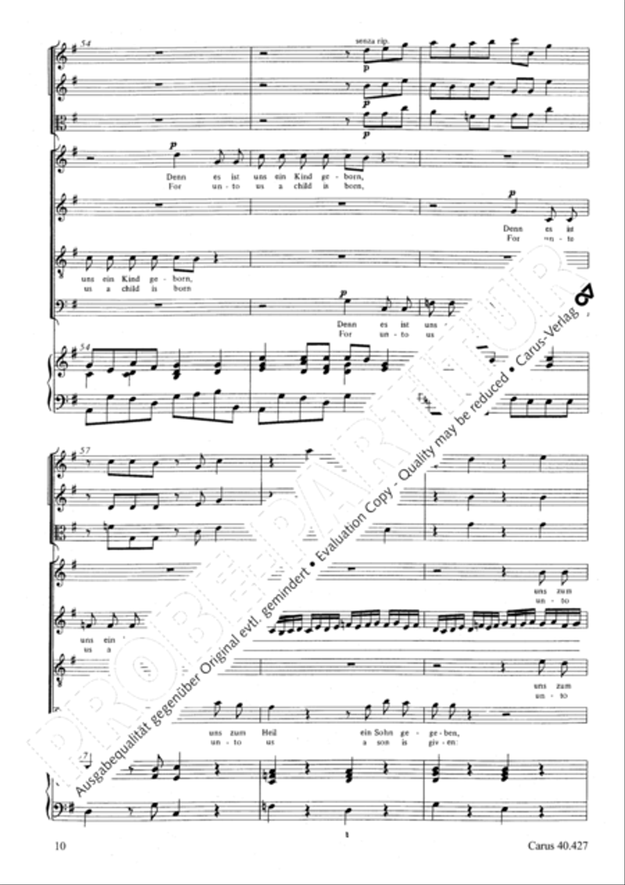 For unto us a child is born (Denn es ist uns ein Kind geboren) 4-Part scores gallery preview page 11