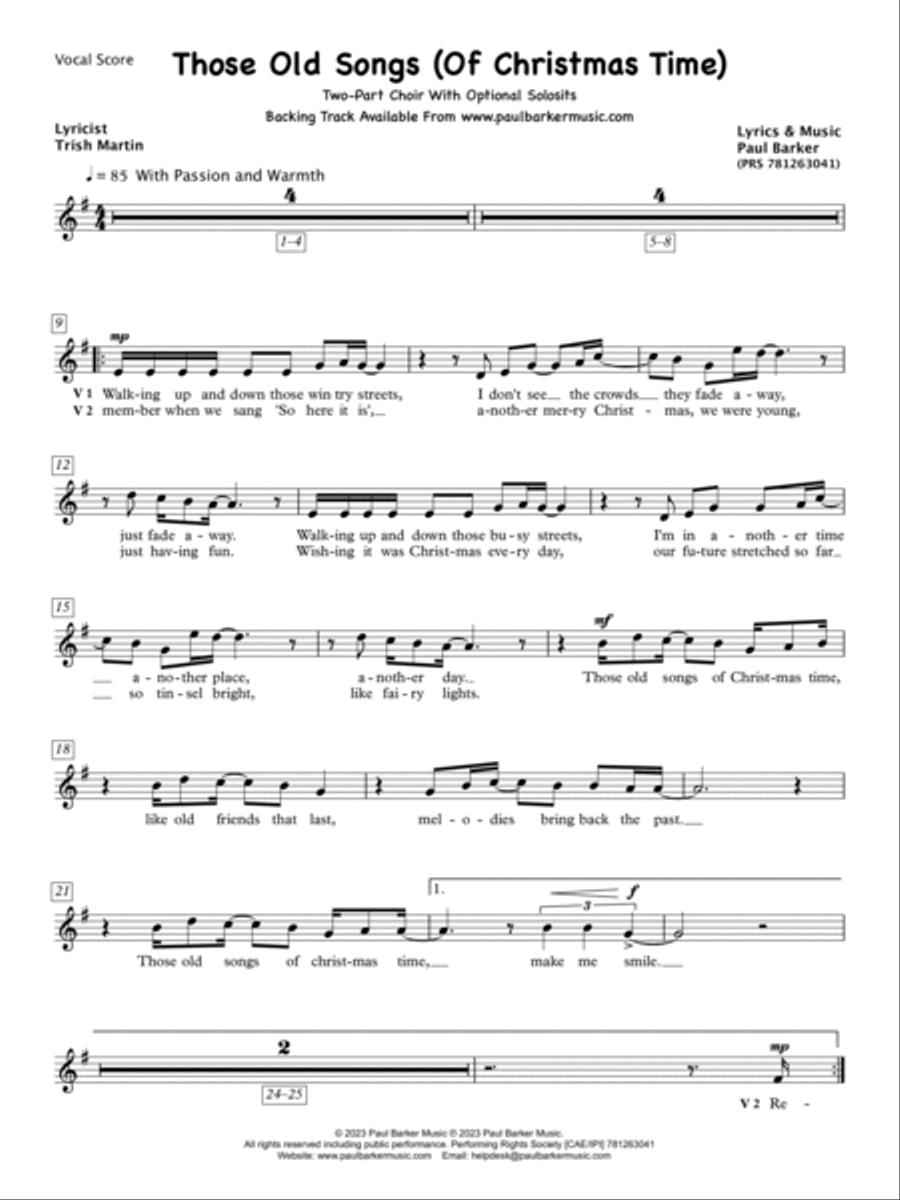 Those Old Songs of Christmas Time (Vocal Score) 2-Part scores gallery preview page 2
