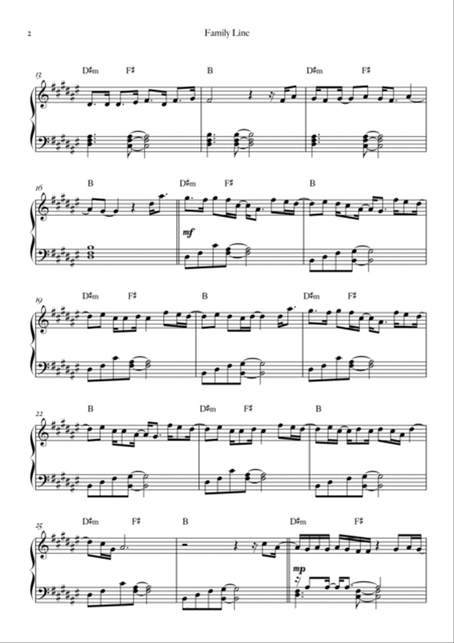 Family Line Easy Piano scores gallery preview page 2